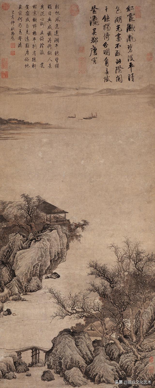 唐寅-湖山一览图 美术馆唐寅-山水图 大都会唐寅-钱塘景物图 北故唐寅