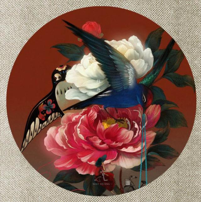 精美的10种植物为题的古风创意花鸟圆形扇面绘画作品欣赏-5.jpg
