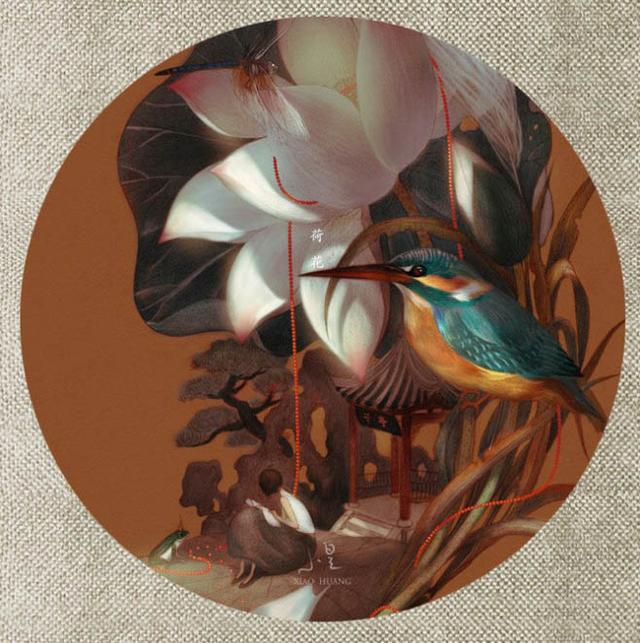 精美的10种植物为题的古风创意花鸟圆形扇面绘画作品欣赏-7.jpg
