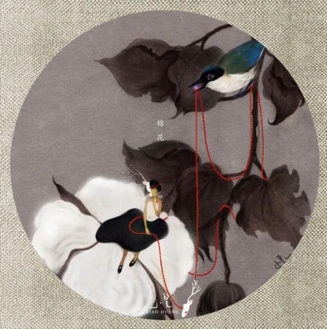 精美的10种植物为题的古风创意花鸟圆形扇面绘画作品欣赏-6.jpg