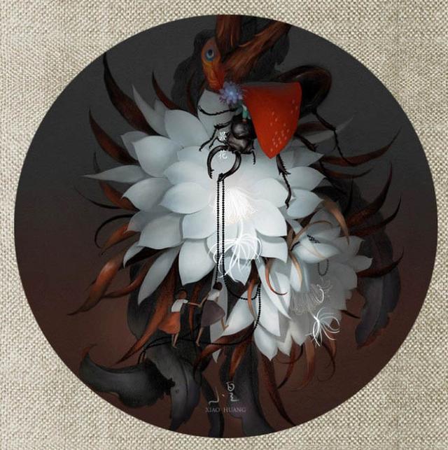精美的10种植物为题的古风创意花鸟圆形扇面绘画作品欣赏-8.jpg