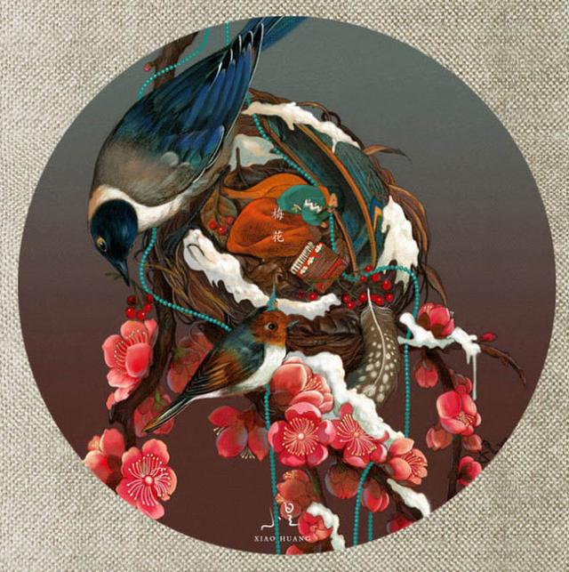 精美的10种植物为题的古风创意花鸟圆形扇面绘画作品欣赏-10.jpg