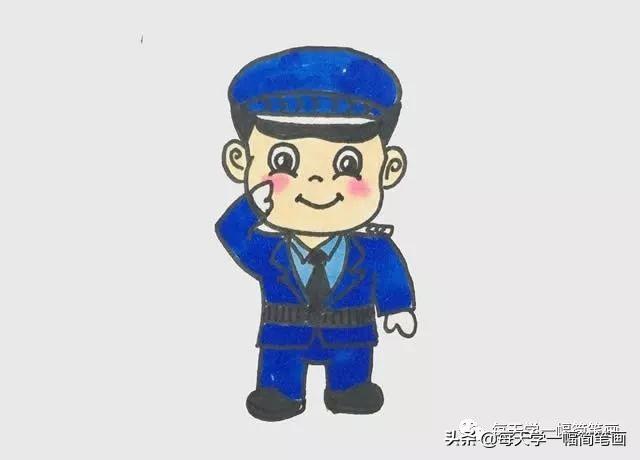 每天学一幅简笔画—警察简笔画步骤图片大全-5.jpg