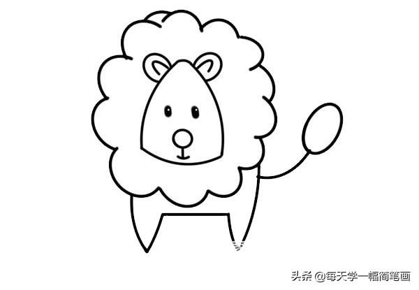 每天学一幅简笔画--狮子简笔画步骤图解教程-5.jpg