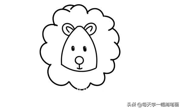每天学一幅简笔画--狮子简笔画步骤图解教程-4.jpg
