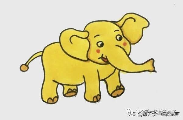 每天学一幅简笔画--可爱大象简笔画画法步骤图片-5.jpg