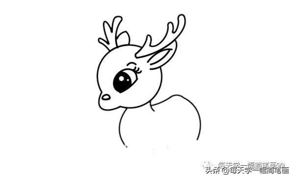 每天学一幅简笔画--漂亮的小鹿简笔画画法步骤教程-4.jpg