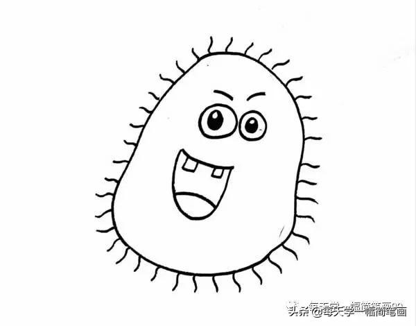 每天学一幅简笔画--新型冠状病毒卡通简笔画步骤画法图片-4.jpg