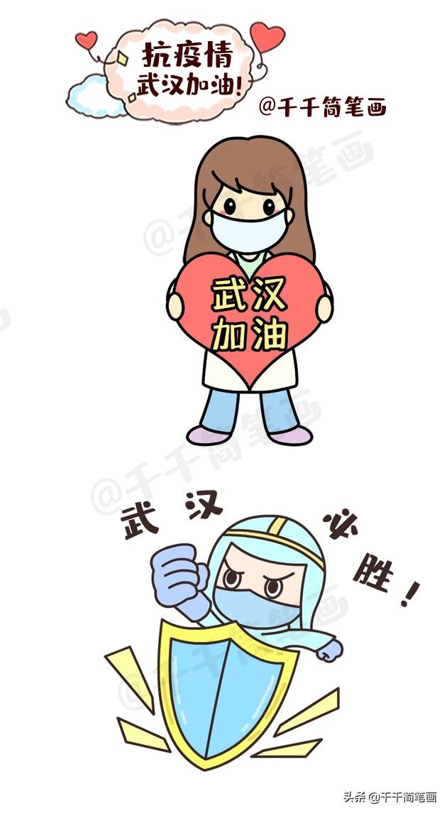儿童抗击疫情简笔画大全，战胜新型肺炎！武汉加油-18.jpg
