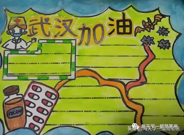 每天学一幅简笔画--战疫情抗击病毒武汉加油手抄报-9.jpg