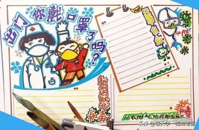 每天学一幅简笔画--战疫情抗击病毒武汉加油手抄报-23.jpg