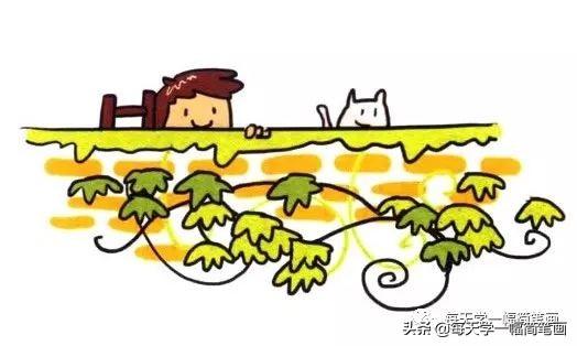 每天学一幅简笔画--四步画出爬山虎简笔画图片-7.jpg