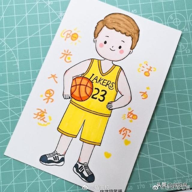 手绘插画 一组萌萌哒小男生简笔画-6.jpg