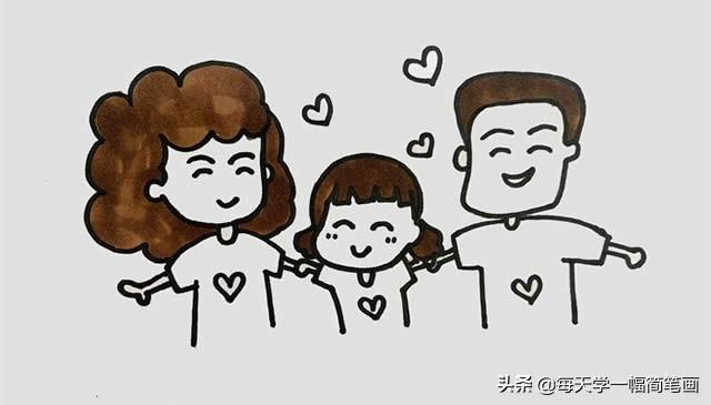 每天学一幅简笔画--一家三口手拉手简笔画图片-5.jpg