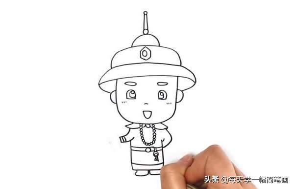 每天学一幅简笔画--清朝皇帝简笔画Q版-4.jpg
