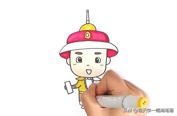 每天学一幅简笔画--清朝皇帝简笔画Q版-5.jpg