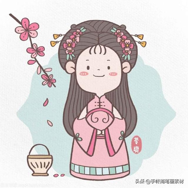 古风小姐姐简笔画~也可用在诗词歌赋手抄报中哦，值得收藏-4.jpg