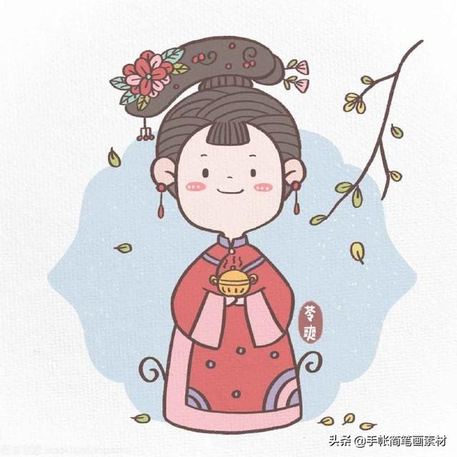 古风小姐姐简笔画~也可用在诗词歌赋手抄报中哦，值得收藏-8.jpg