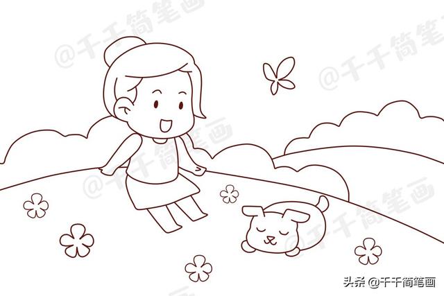 一组漂亮的风景简笔画，关于春天儿童涂色画模板，幼儿园老师必备-8.jpg