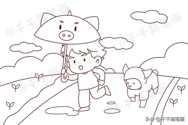 一组漂亮的风景简笔画，关于春天儿童涂色画模板，幼儿园老师必备-6.jpg