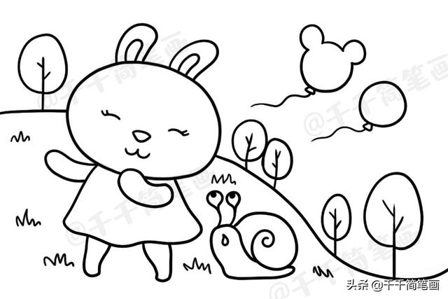 一组漂亮的风景简笔画，关于春天儿童涂色画模板，幼儿园老师必备-22.jpg