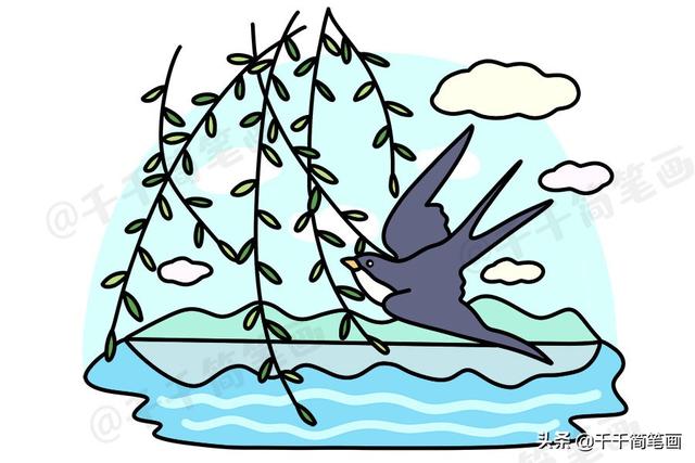 一组漂亮的风景简笔画，关于春天儿童涂色画模板，幼儿园老师必备-39.jpg