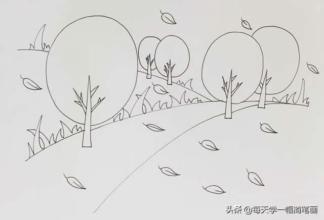 每天学一幅简笔画--秋天风景简笔画彩色画法图片-4.jpg