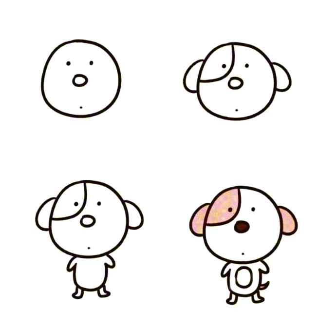 一组狗狗简笔画教程，超级可爱，手账、宝宝备用-7.jpg