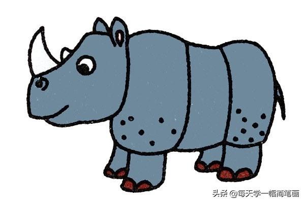 每天学一幅简笔画--可爱的犀牛简笔画画法-6.jpg