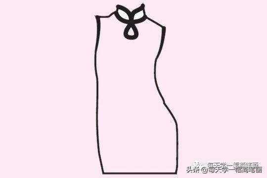 每天学一幅简笔画-漂亮的旗袍步骤图片教程-4.jpg