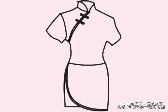 每天学一幅简笔画-漂亮的旗袍步骤图片教程-7.jpg