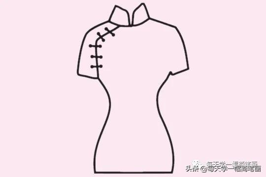 每天学一幅简笔画-漂亮的旗袍步骤图片教程-5.jpg