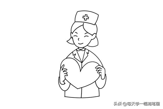 每天学一幅简笔画-白衣天使简笔画画法步骤图片-4.jpg