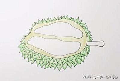 每天学一幅简笔画-教你画水果之王榴莲简笔画步骤-6.jpg