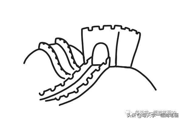 每天学一幅简笔画-万里长城简笔画教程步骤图片-5.jpg