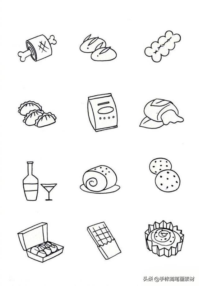 超大一波食物类简笔画来啦！超实用的手帐素材~-4.jpg