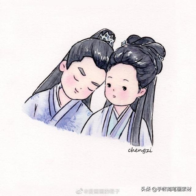 古风人物简笔画，手账素材~-4.jpg