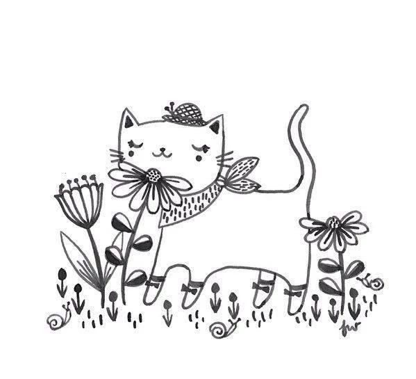简笔画，黑白插画！-5.jpg