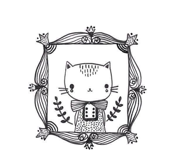 简笔画，黑白插画！-6.jpg