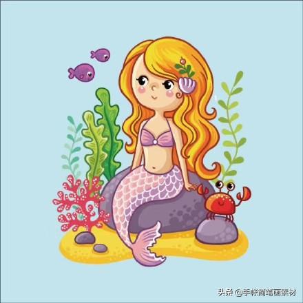 马克笔素材简笔画 海洋小动物合集 外加乱入的潜水员 美人鱼-9.jpg