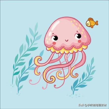 马克笔素材简笔画 海洋小动物合集 外加乱入的潜水员 美人鱼-8.jpg