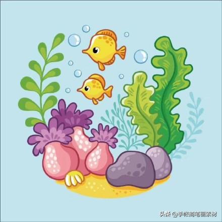 马克笔素材简笔画 海洋小动物合集 外加乱入的潜水员 美人鱼-5.jpg