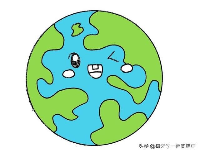 每天学一幅简笔画--彩色地球简笔画的画法步骤-5.jpg