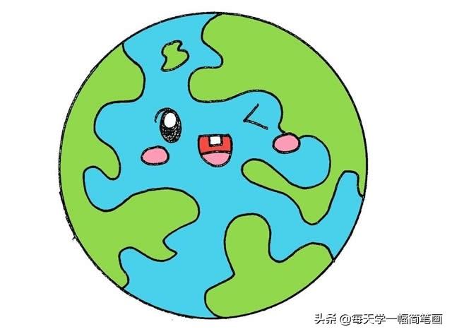 每天学一幅简笔画--彩色地球简笔画的画法步骤-6.jpg