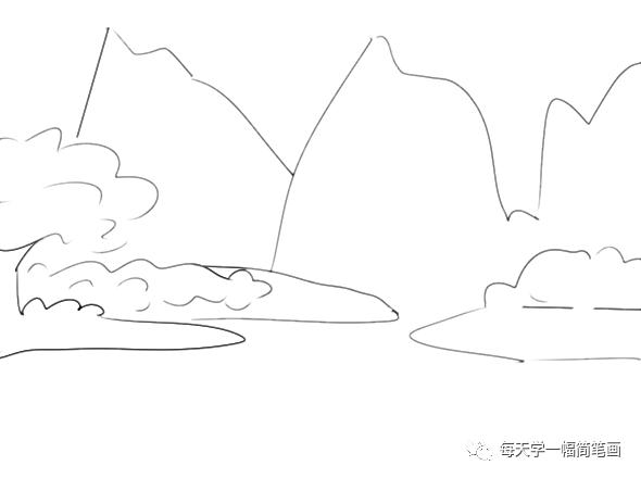 每天学一幅简笔画-山水风景画简笔画画法步骤图片教程-4.jpg
