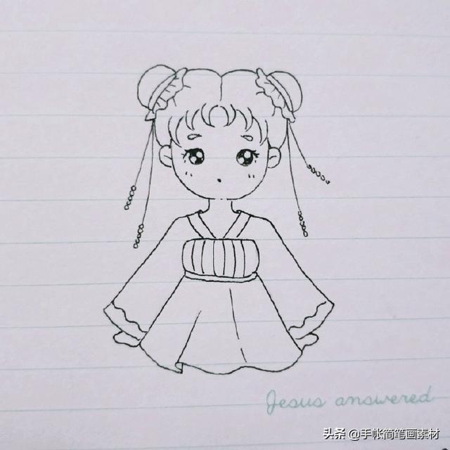 简笔画古风小女孩~用在手账和手抄报中也不错哦~-7.jpg