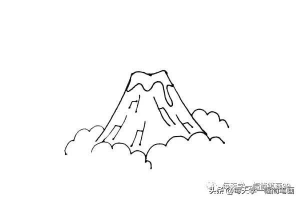 每天学一幅简笔画--火山爆发简笔画步骤教程-6.jpg