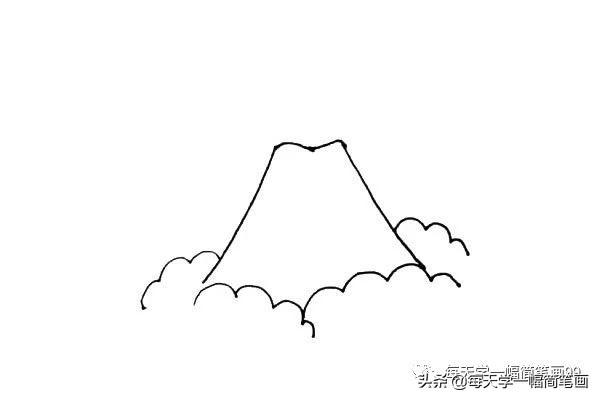 每天学一幅简笔画--火山爆发简笔画步骤教程-4.jpg