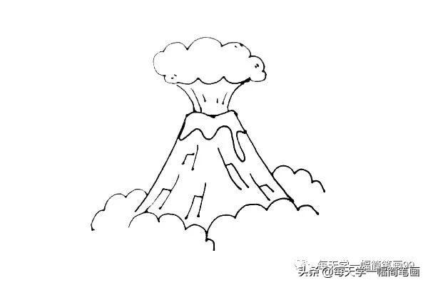 每天学一幅简笔画--火山爆发简笔画步骤教程-7.jpg
