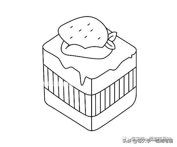 每天学一幅简笔画-草莓蛋糕的画法步骤图解-6.jpg